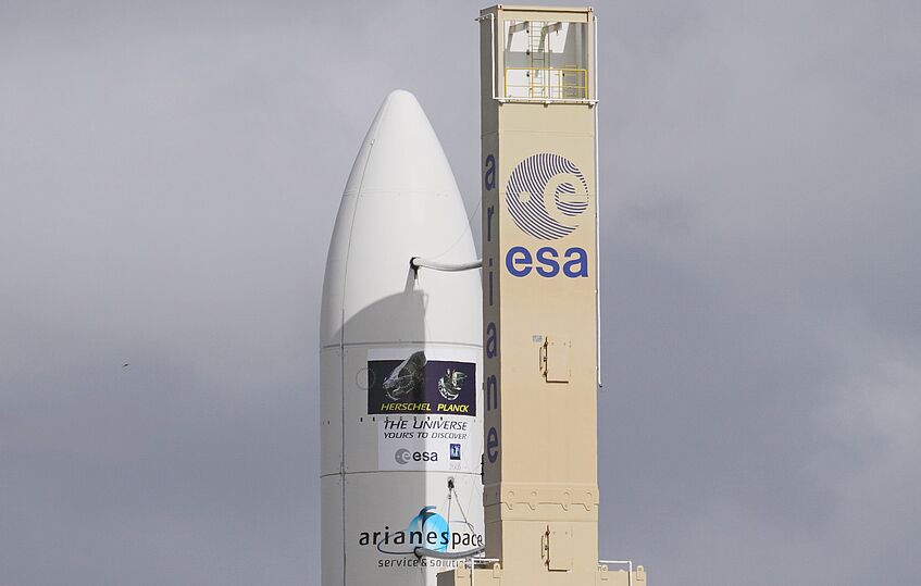 Ariane 5 mit Weltraumteleskop Herschel an Bord